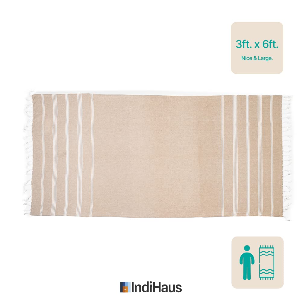 IndiHaus - Premium Extra Large Cotton Towel (6Ft X 3Ft) | Soft, Absorbent And Comfortable Towels For Bath Large Size | Quick Dry For Bath, Gym & Travel [ Serene Beige], 240 TC