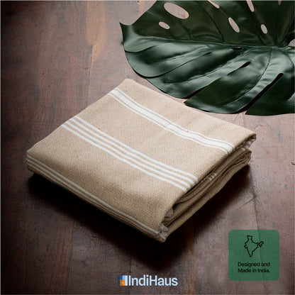 IndiHaus - Premium Extra Large Cotton Towel (6Ft X 3Ft) | Soft, Absorbent And Comfortable Towels For Bath Large Size | Quick Dry For Bath, Gym & Travel [ Serene Beige], 240 TC