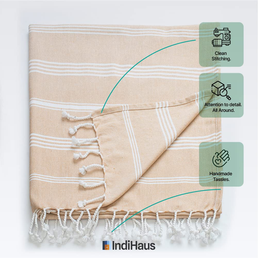 IndiHaus - Premium Extra Large Cotton Towel (6Ft X 3Ft) | Soft, Absorbent And Comfortable Towels For Bath Large Size | Quick Dry For Bath, Gym & Travel [ Serene Beige], 240 TC