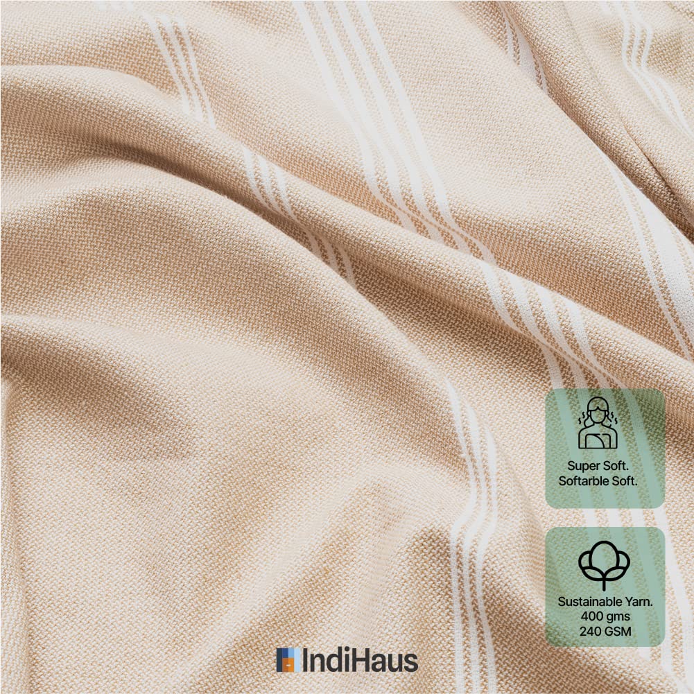 IndiHaus - Premium Extra Large Cotton Towel (6Ft X 3Ft) | Soft, Absorbent And Comfortable Towels For Bath Large Size | Quick Dry For Bath, Gym & Travel [ Serene Beige], 240 TC