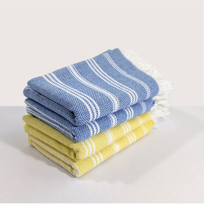 DuraCott, Vibrant Hand Towels, 2 x 1.5 Ft, Blue & Yellow. Pack of 4