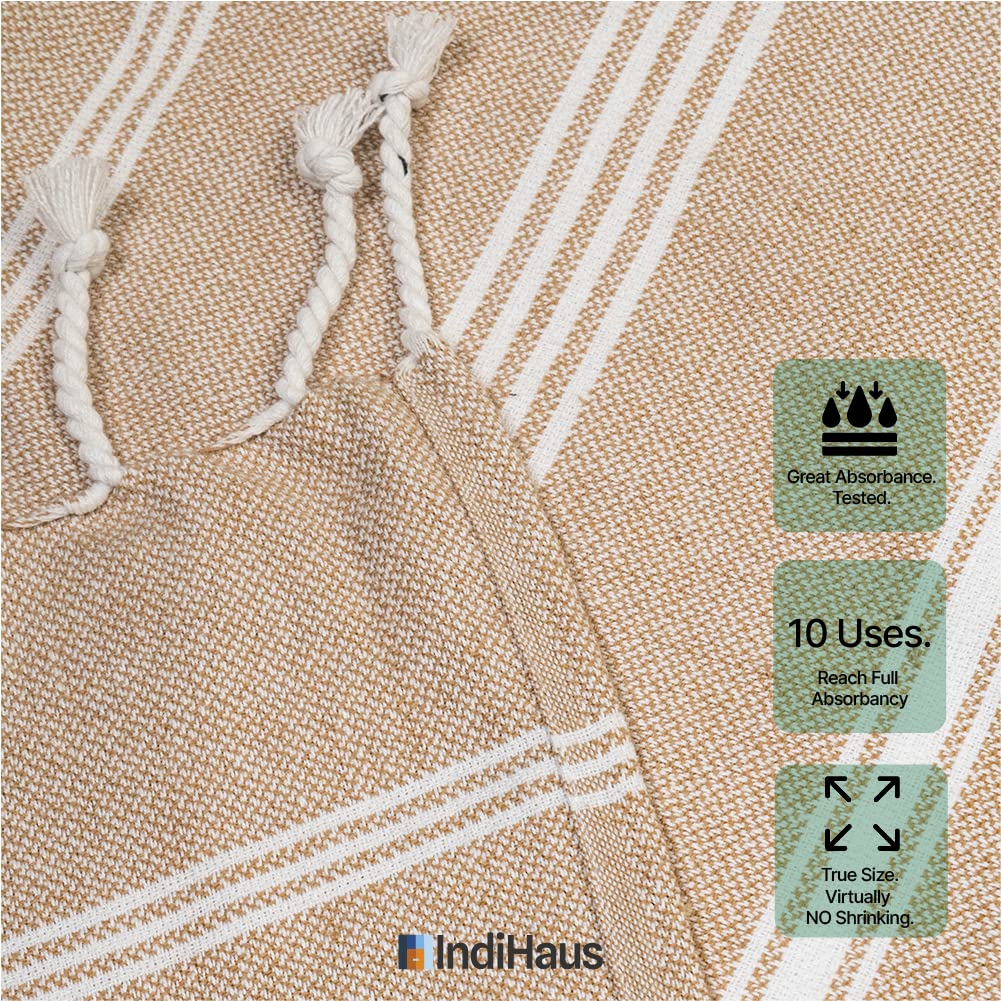 IndiHaus - Premium Extra Large Cotton Towel (6Ft X 3Ft) | Soft, Absorbent And Comfortable Towels For Bath Large Size | Quick Dry For Bath, Gym & Travel [ Serene Beige], 240 TC