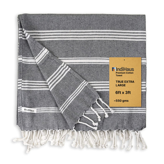 IndiHaus - Premium Extra Large Cotton Towel (6Ft X 3Ft) 250 Tc (XL) | Slate Grey