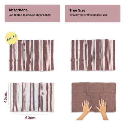 DuraCott, Absorbent Kitchen Towels, 2 x 1.5 Ft, Earth Crimson. Pack of 6