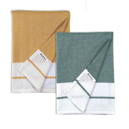 DuraCott, Everyday Bath Towels, 4.5 x 2.5 Ft, Green & Orange. Pack of 2