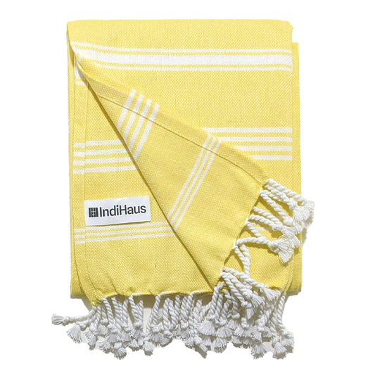 IndiHaus - Premium Large Cotton 250 Tc Towels For Bath (150Cm X 85Cm) | Sunshine Yellow