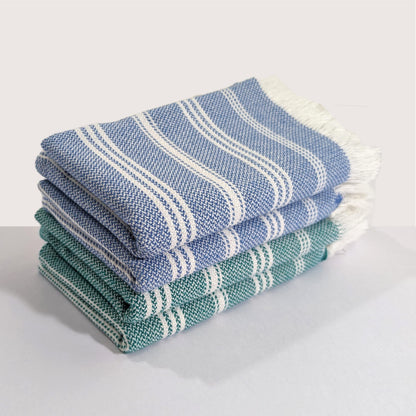 DuraCott, Vibrant Hand Towels, 2 x 1.5 Ft, Blue & Teal. Pack of 4