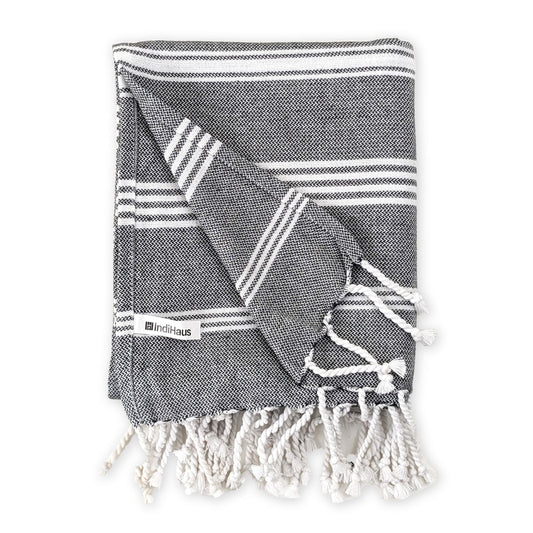 IndiHaus - Premium Large Cotton 250 Tc Towels For Bath (150Cm X 85Cm) | Slate Grey