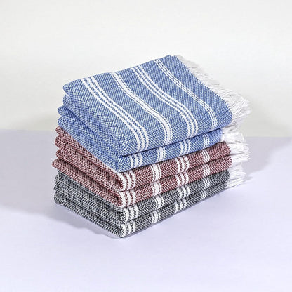 IndiHaus - Premium Cotton Hand Towel Set Of 6 (60Cm X 40Cm) | Soft, Absorbent Napkins For Hand Towel |Multi-Purpose Towel Set - Use As Face Towel Or Hand Towel (6, Blue, Crimson & Grey), 250 TC