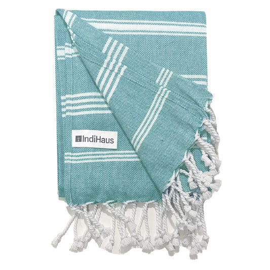 IndiHaus - Premium Large Cotton Towels For Bath (150Cm X 85Cm) | Pack of 2 | Indihaus Blue & Ocean Teal