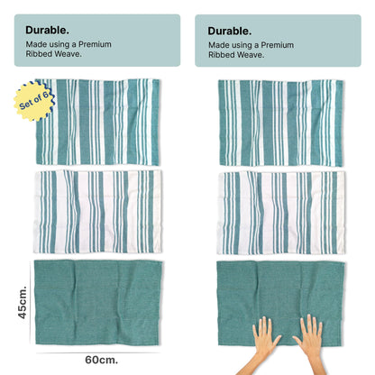 DuraCott, Absorbent Kitchen Towels, 2 x 1.5 Ft, Ocean Teal. Pack of 6