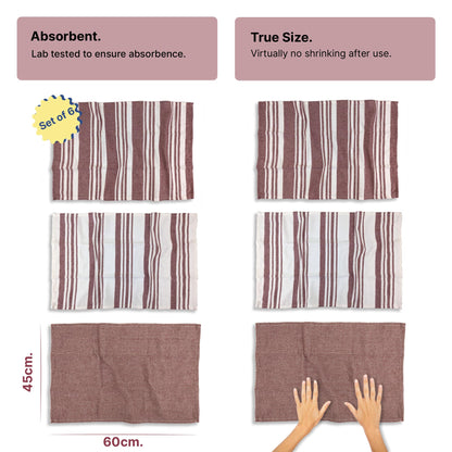 DuraCott, Absorbent Kitchen Towels, 2 x 1.5 Ft, Earth Crimson. Pack of 6