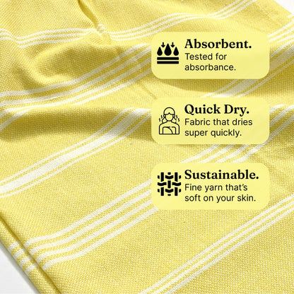 DuraCott, Vibrant Hand Towels, 2 x 1.5 Ft, Blue & Yellow. Pack of 4