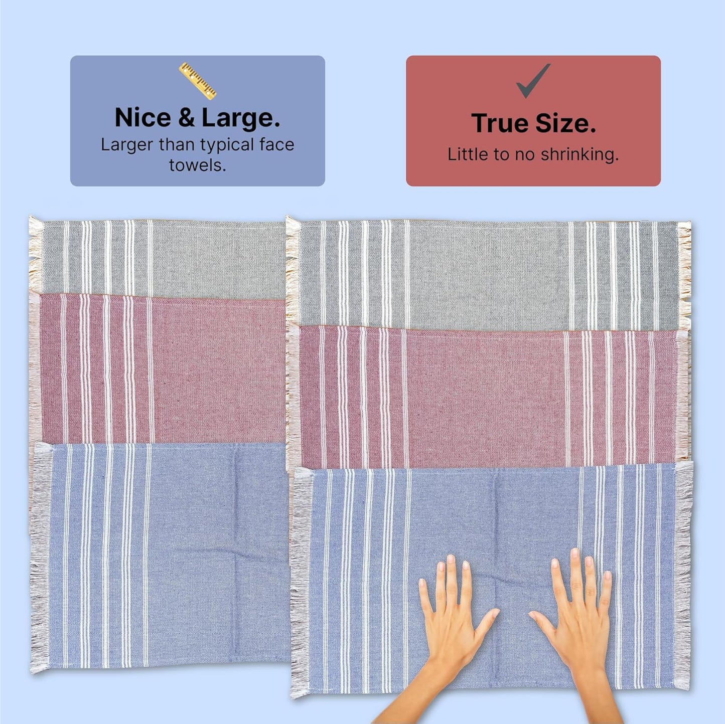 IndiHaus - Premium Cotton Hand Towel Set Of 6 (60Cm X 40Cm) | Soft, Absorbent Napkins For Hand Towel |Multi-Purpose Towel Set - Use As Face Towel Or Hand Towel (6, Blue, Crimson & Grey), 250 TC