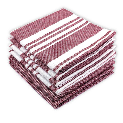 DuraCott, Absorbent Kitchen Towels, 2 x 1.5 Ft, Earth Crimson. Pack of 6