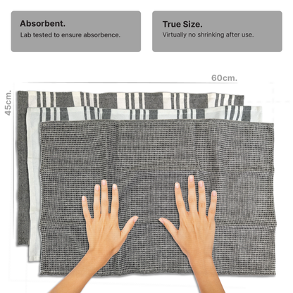 DuraCott, Absorbent Kitchen Towels, 2 x 1.5 Ft, Slate Grey. Pack of 6