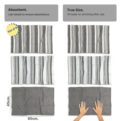 DuraCott, Absorbent Kitchen Towels, 2 x 1.5 Ft, Slate Grey. Pack of 6