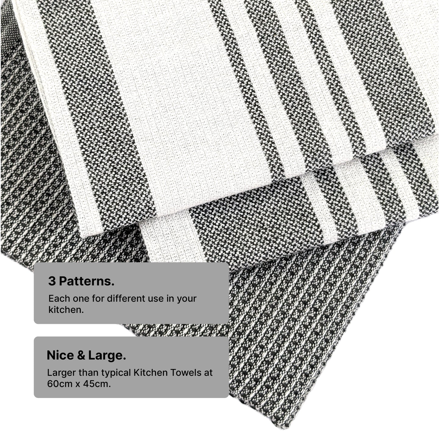 DuraCott, Absorbent Kitchen Towels, 2 x 1.5 Ft, Slate Grey. Pack of 6